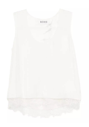 Róhe lace-trimmed silk top - White
