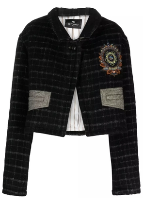 ETRO checked cropped jacket - Black