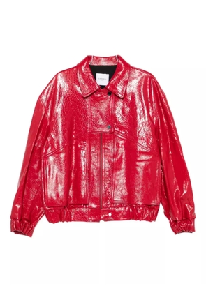 Cassell embossed leather bomber jacket - Red