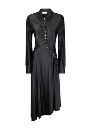 Rabanne draped long-sleeve dress - Black