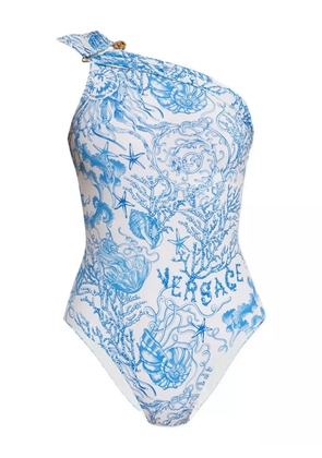 Versace one-shoulder printed swimsuit - White