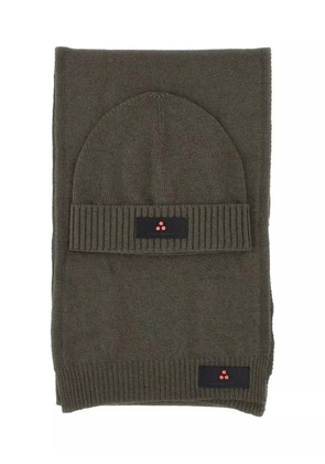 Peuterey logo-patch beanie scarf set - Green