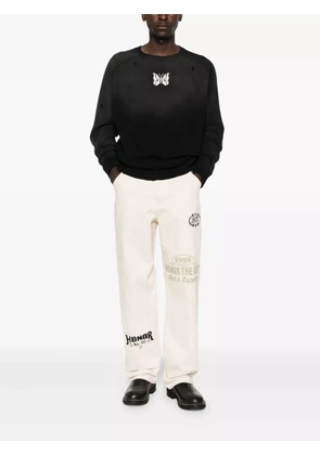 Needles butterfly-print distressed-effect sweatshirt - Black