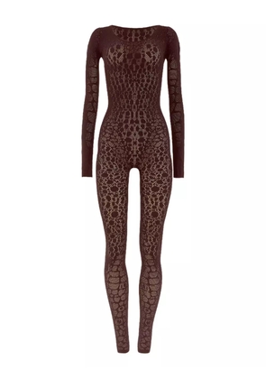 Wolford python-pattern long-sleeve jumpsuit - Brown
