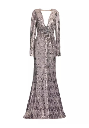 Elie Saab sequin-embellished open-back maxi dress - Grey