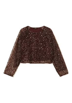 TWINSET sequin-embellished tulle blouse - Brown