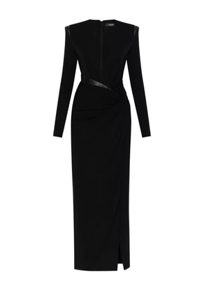 Versace shoulder-pad slit maxi dress - Black