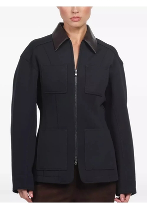 Tibi contrast-collar zip-up jacket - Blue