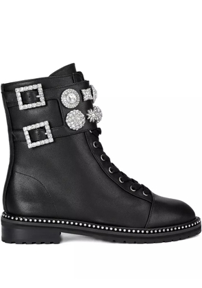 Kurt Geiger London Stoop buckled-crystal combat boots - Black