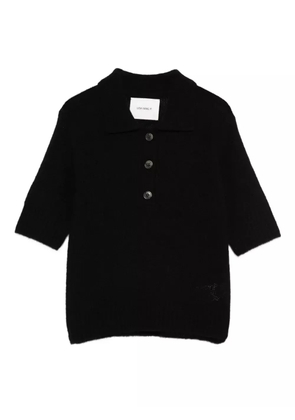 Lisa Yang knitted polo top - BLACK