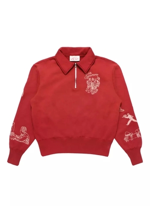 Samuel Zelig Restaurant graphic half-zip knitwear - Red