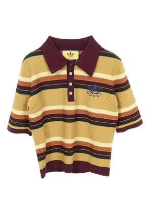 Gucci Pre-Owned 10s striped-knit polo shirt - Yellow