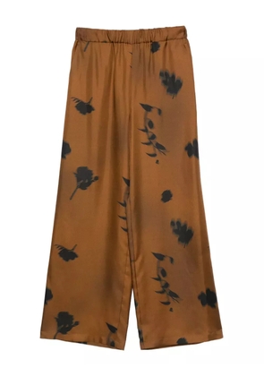 Max Mara floral-print silk trousers - Brown