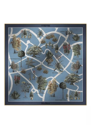 Max Mara botanical-print scarf - Blue