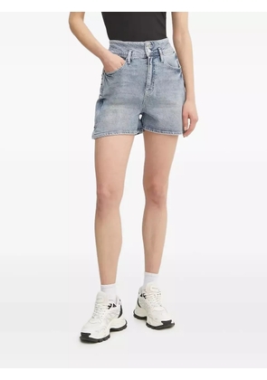 Armani Exchange logo-patch denim mini shorts - Blue