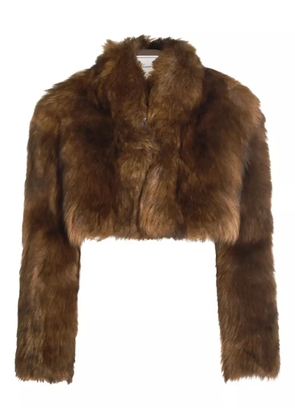 Blumarine cropped high-neck coat - Brown