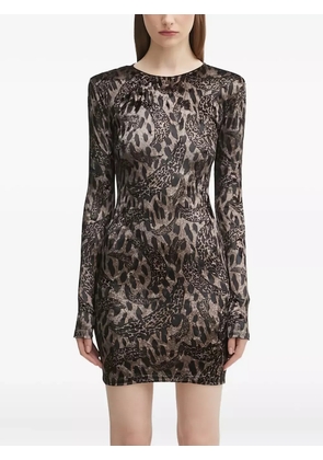 Fiorucci long-sleeve print mini dress - Brown