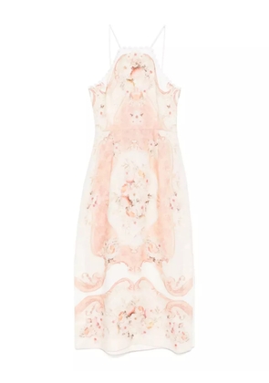 TWINSET printed linen midi dress - Neutrals