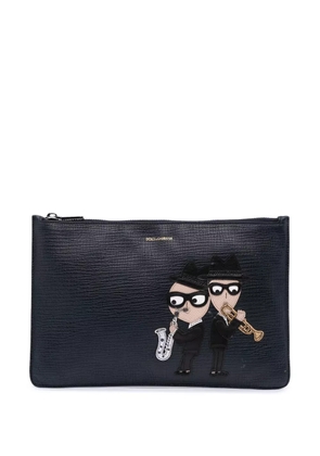 Dolce & Gabbana Pre-Owned 2000-2024 Leather DG Family Patch Zip Pouch clutch bag - Black