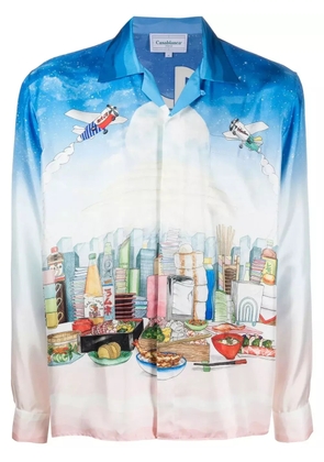 Casablanca Casa Cafe landscape-print silk shirt - Blue