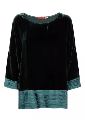 Bianco Levrin velvet pleated-hem top - Green
