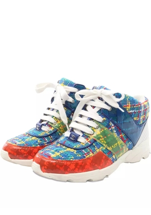 CHANEL Pre-Owned 1986-1988 Coco Mark tweed sneakers - Blue