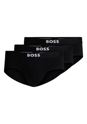 BOSS logo-waistband briefs (pack of three) - Black