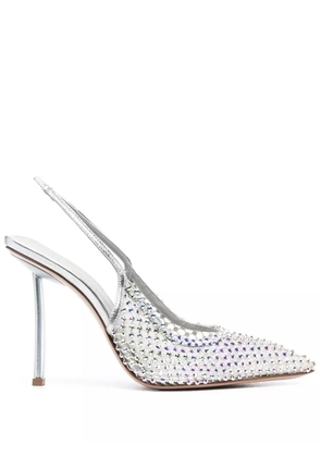 Le Silla crystal-embellished slingback pumps - Silver