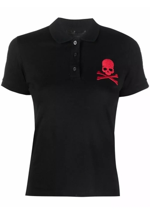 Philipp Plein skull-patch polo shirt - Black