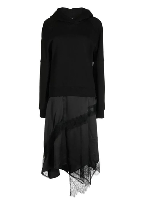 Goen.J lace-trim hooded midi dress - Black