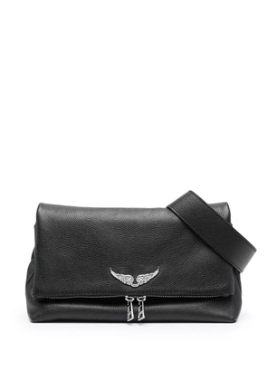 Zadig&Voltaire logo-plaque leather shoulder bag - Black