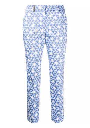 Peserico geometric-print slim trousers - Blue