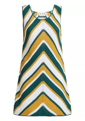 Marni striped knitted cotton mini dress - Green