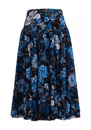 Samantha Sung floral-print pleated midi-skirt - Black