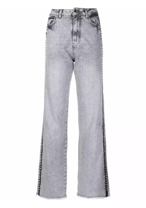 Philipp Plein crystal-embellished wide jeans - Grey