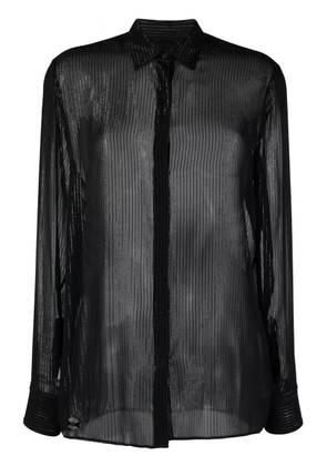 Philipp Plein semi-sheer button-down shirt - Black