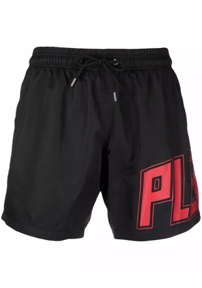 Philipp Plein logo-print swim shorts - Black