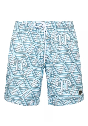 Philipp Plein monogram swim shorts - Blue