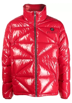 Philipp Plein high-shine padded jacket - Red