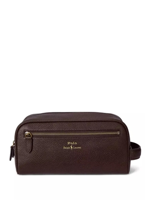 Polo Ralph Lauren pebbled-leather wash bag - DARK BROWN