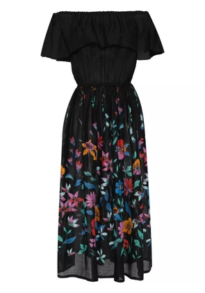 Bambah Hibiscus off-shoulder dress - Black