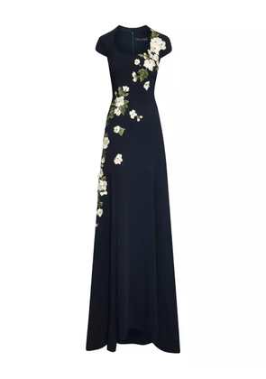 Oscar de la Renta floral-embroidered evening dress - Blue