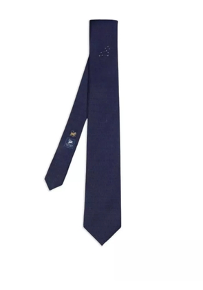 Elios Milano leo-embellished geometric-pattern tie - Blue