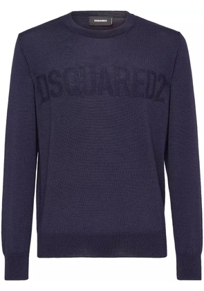 DSQUARED2 logo-print crew-neck jumper - Blue