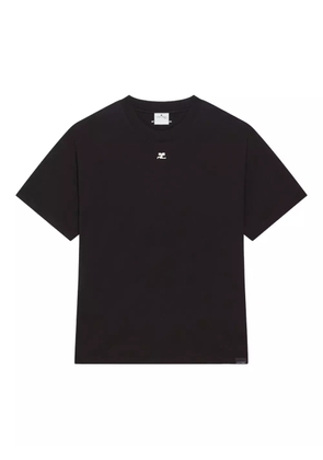 Courrèges logo-embroidered short-sleeve T-shirt - Black