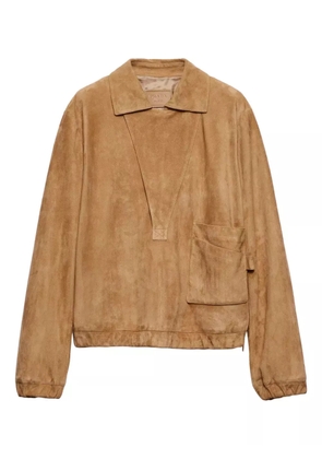 Prada suede blouson jacket - Neutrals