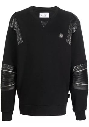 Philipp Plein diamond-quilt panelled sweatshirt - Black