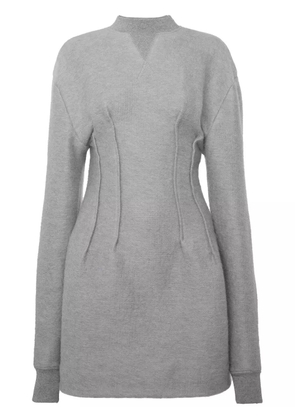 JW Anderson textured long-sleeve hourglass dress - Grey