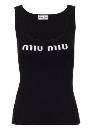 Miu Miu logo-knit ribbed tank top - Black