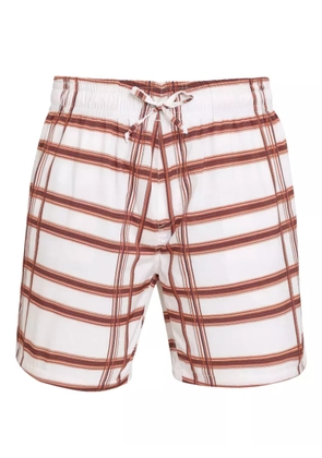 Amir Slama checked drawstring swim shorts - White